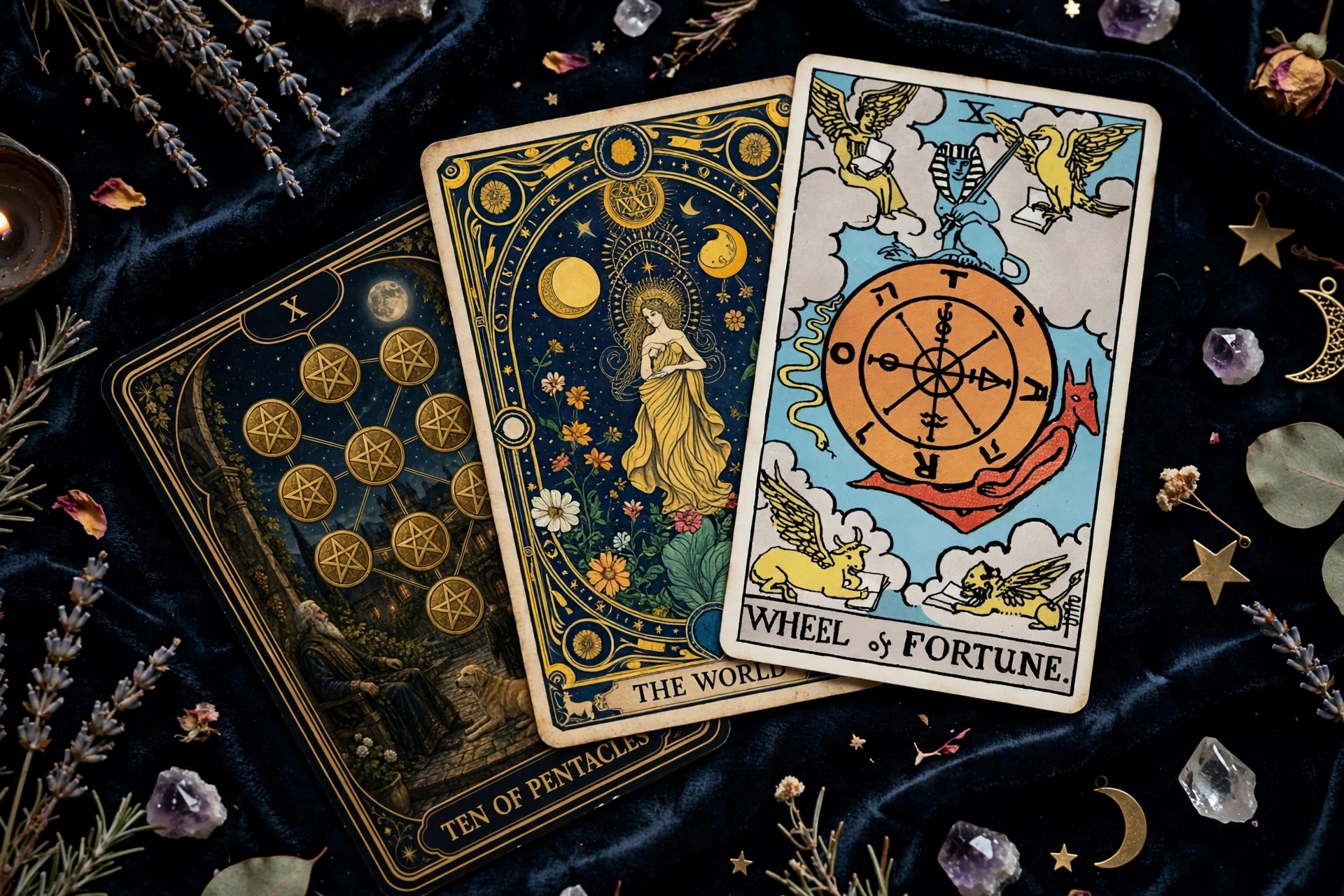 Tarot cards and crystal